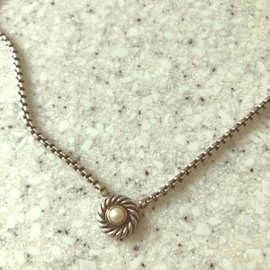 David Yurman Box Chain Pearl Necklace 16.5”